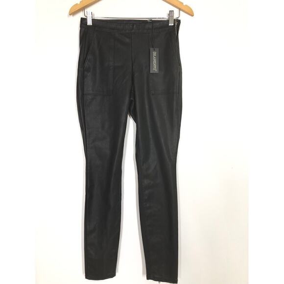 Blank NYC The Bond Pants Vegan Leather Skinny Mid Rise Carbon Black NWT Size 26 - Picture 5 of 11